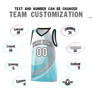 Custom White Sky Blue Personalized Galaxy Graffiti Pattern Sports Uniform Basketball Jersey