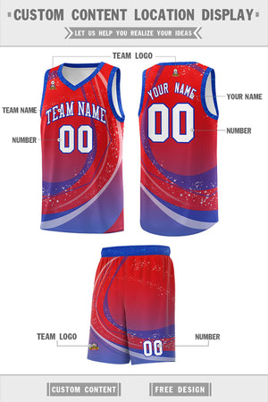 Custom Red Royal Personalized Galaxy Graffiti Pattern Sports Uniform Basketball Jersey