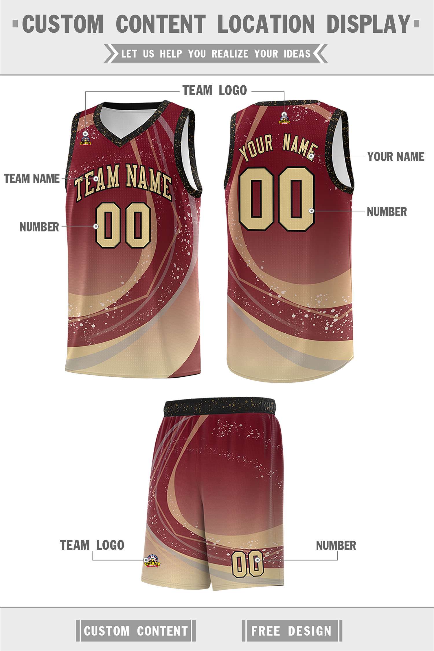 Custom Crimson Khaki Personalized Galaxy Graffiti Pattern Sports Uniform Basketball Jersey