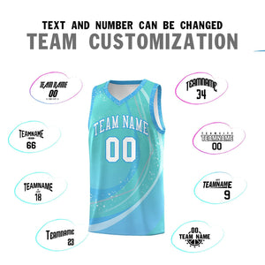 Custom Aqua Powder Blue Personalized Galaxy Graffiti Pattern Sports Uniform Basketball Jersey