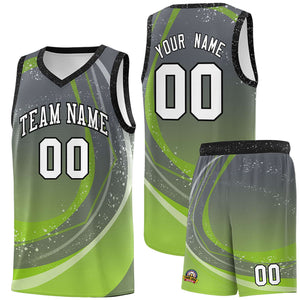 Custom Dark Gray Neon Green Personalized Galaxy Graffiti Pattern Sports Uniform Basketball Jersey