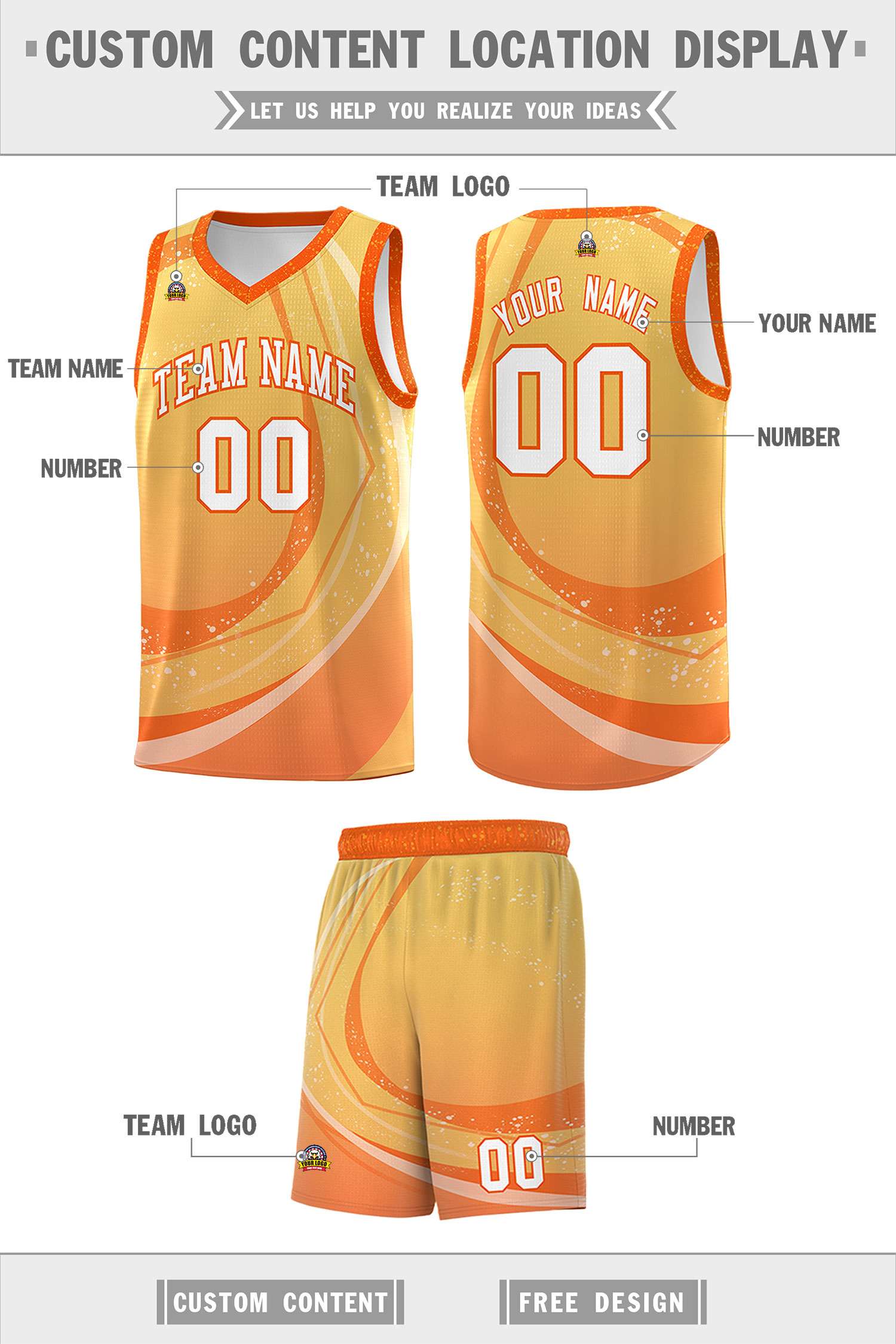 Custom Light Orange Orange Personalized Galaxy Graffiti Pattern Sports Uniform Basketball Jersey