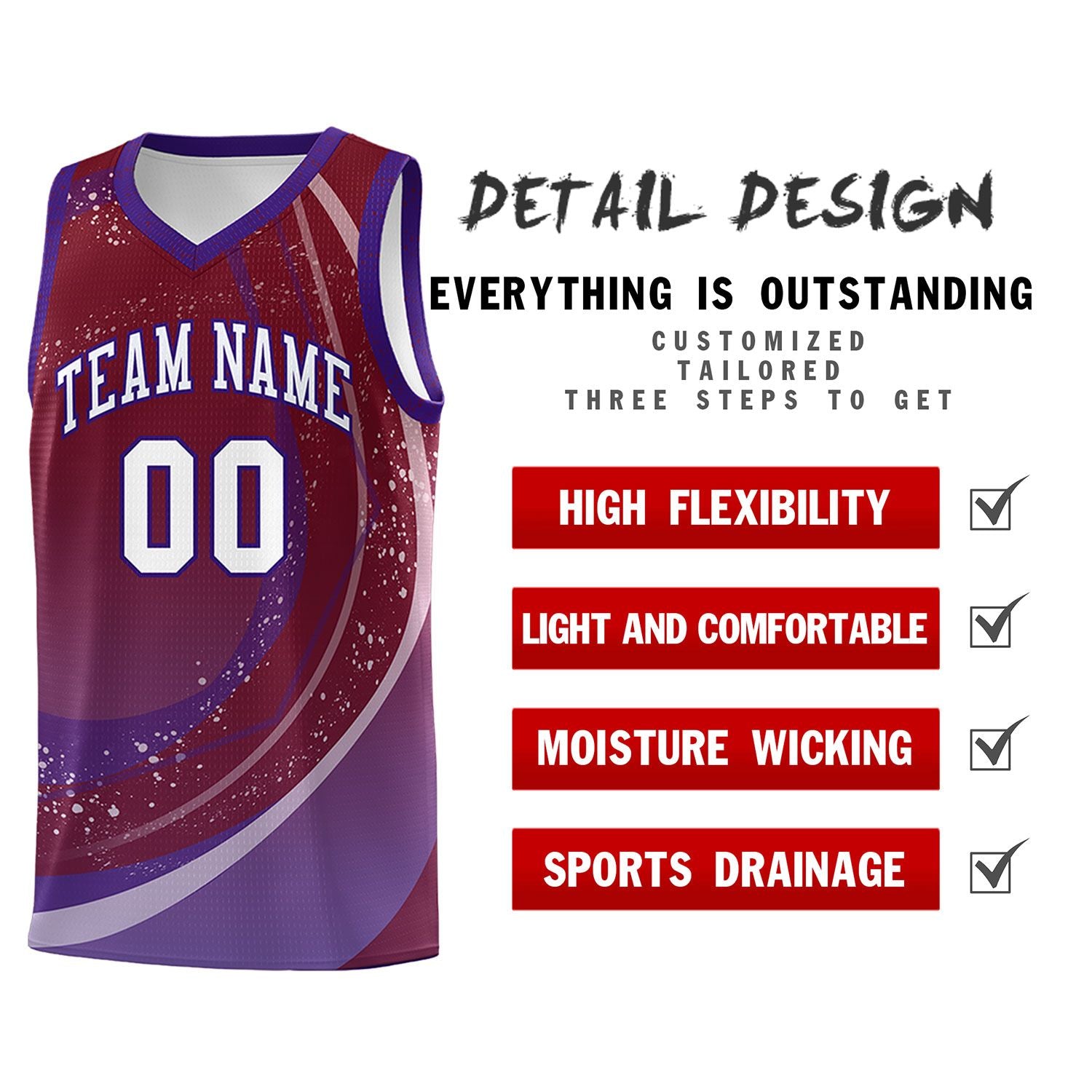 Custom Crimson Purple Personalized Galaxy Graffiti Pattern Sports Uniform Basketball Jersey