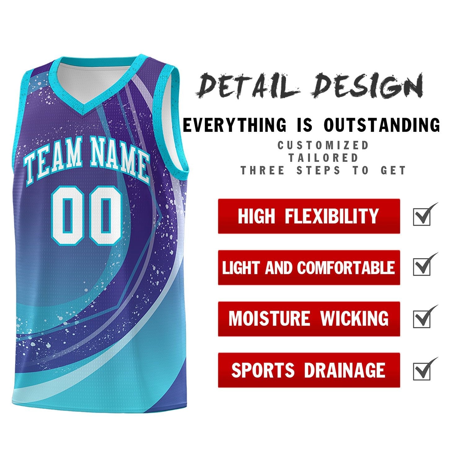 Custom Purple Sky Blue Personalized Galaxy Graffiti Pattern Sports Uniform Basketball Jersey