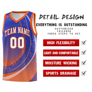 Custom Royal Orange Personalized Galaxy Graffiti Pattern Sports Uniform Basketball Jersey