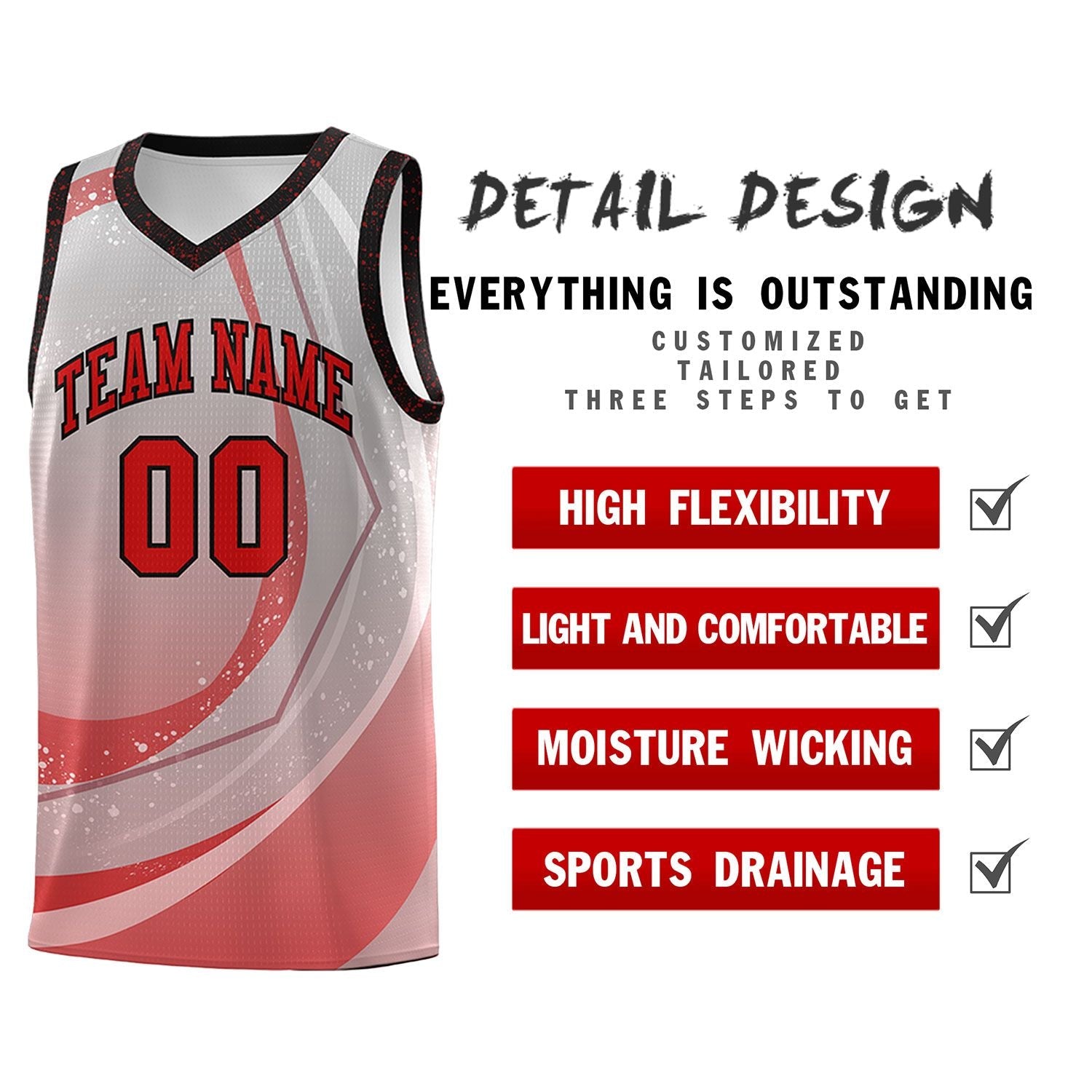 Custom Gray Red Personalized Galaxy Graffiti Pattern Sports Uniform Basketball Jersey