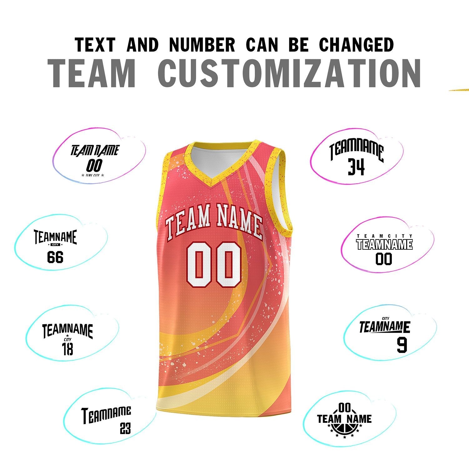 Custom Light Red Gold Personalized Galaxy Graffiti Pattern Sports Uniform Basketball Jersey