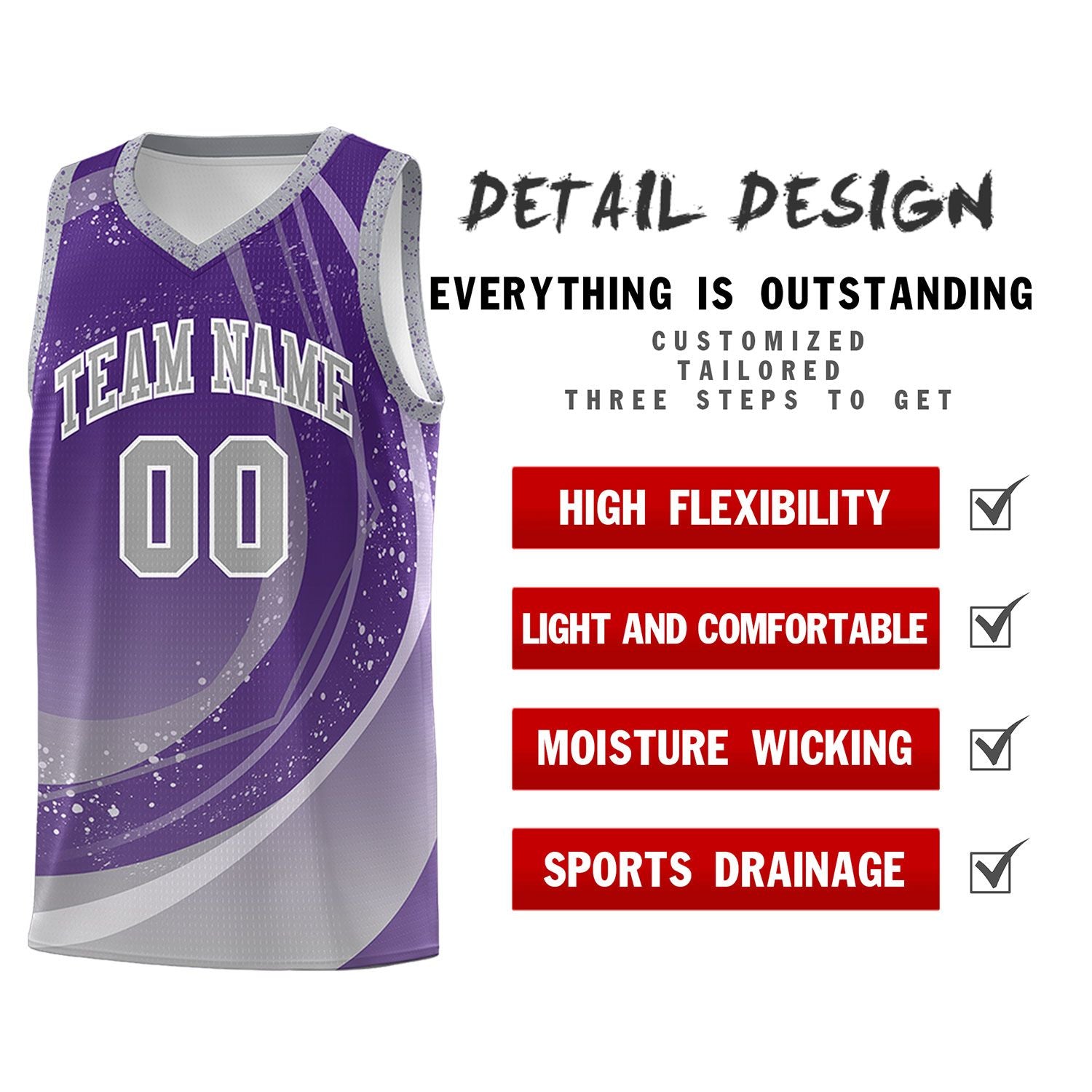 Custom Purple Gray Personalized Galaxy Graffiti Pattern Sports Uniform Basketball Jersey