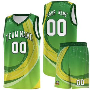 Custom Kelly Green Neon Green Personalized Galaxy Graffiti Pattern Sports Uniform Basketball Jersey