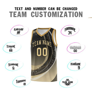 Custom Black Khaki Personalized Galaxy Graffiti Pattern Sports Uniform Basketball Jersey