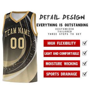 Custom Black Khaki Personalized Galaxy Graffiti Pattern Sports Uniform Basketball Jersey