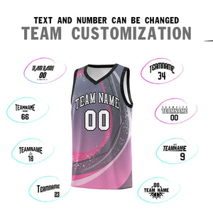 Custom Dark Gray Pink Personalized Galaxy Graffiti Pattern Sports Uniform Basketball Jersey