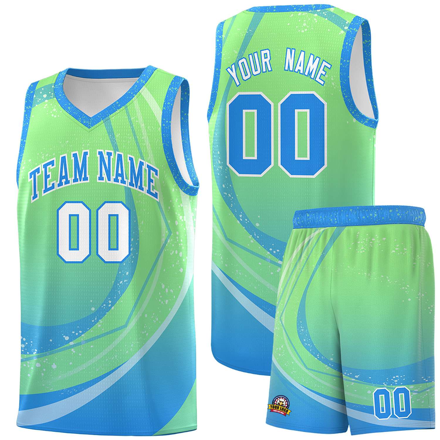 Custom Light Green Powder Blue Personalized Galaxy Graffiti Pattern Sports Uniform Basketball Jersey