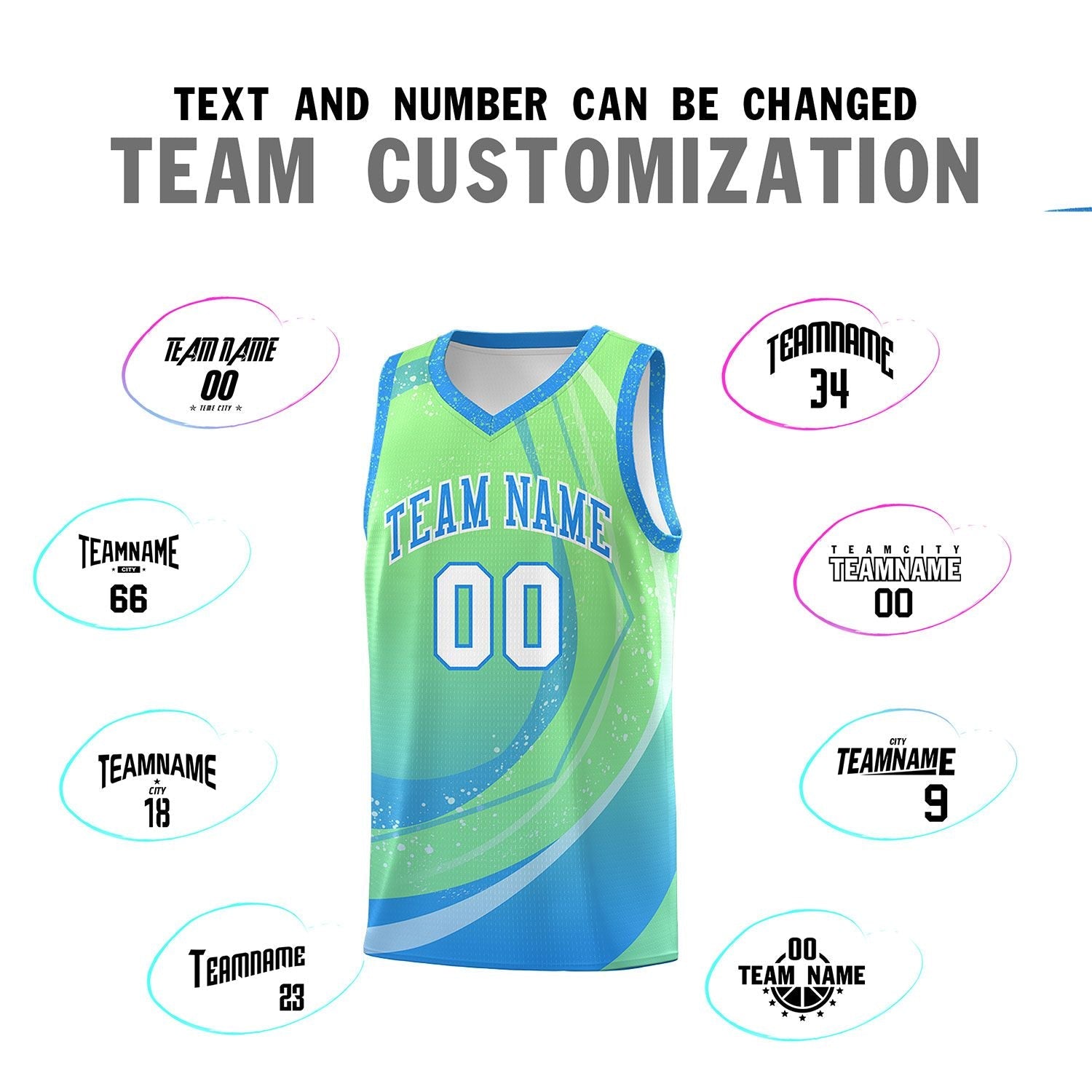 Custom Light Green Powder Blue Personalized Galaxy Graffiti Pattern Sports Uniform Basketball Jersey