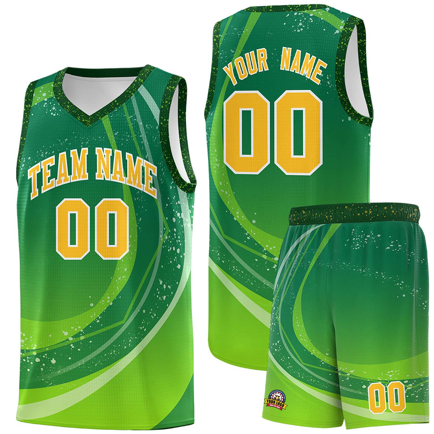 Custom Kelly Green Neon Green Personalized Galaxy Graffiti Pattern Sports Uniform Basketball Jersey