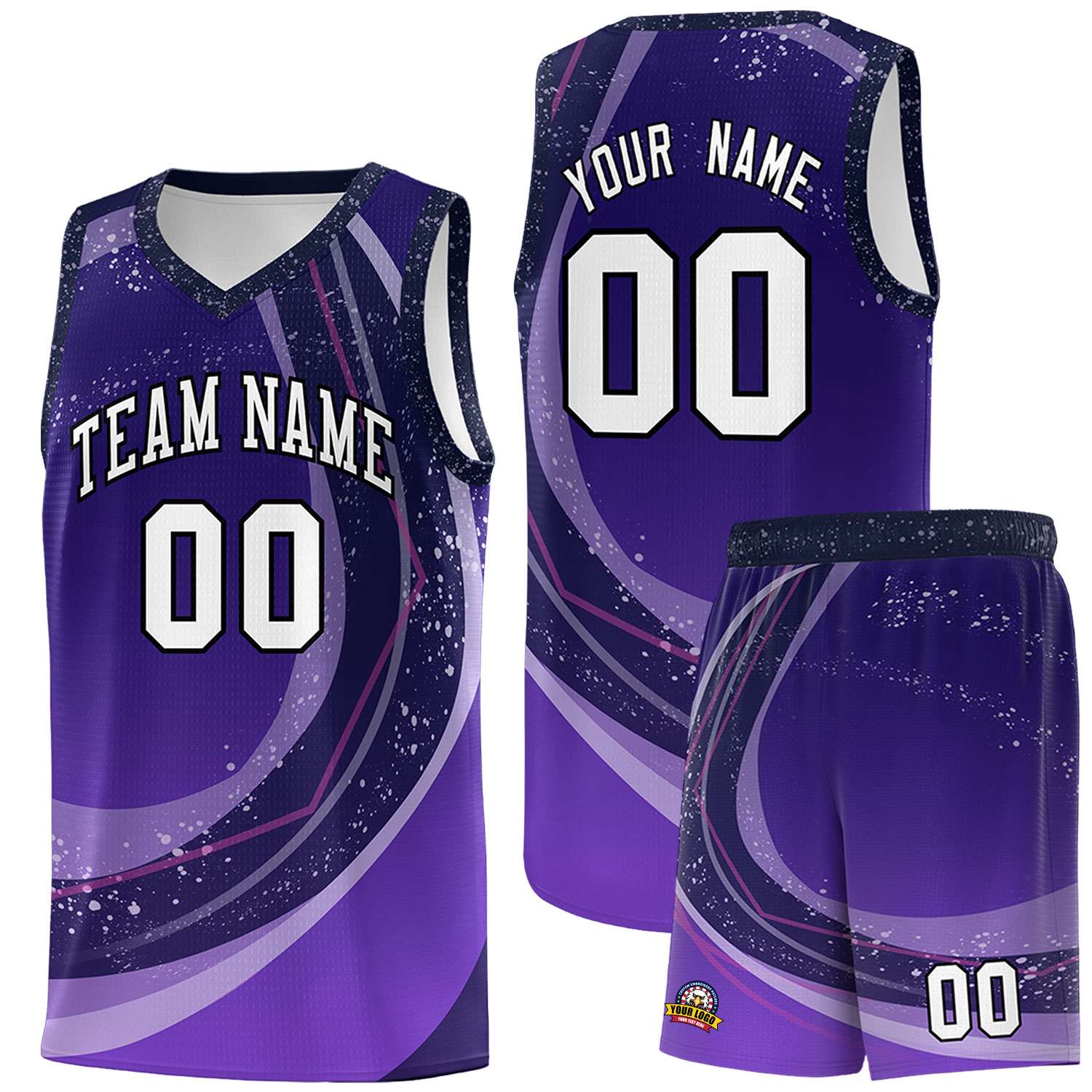 Custom Purple Light Purple Personalized Galaxy Graffiti Pattern Sports Uniform Basketball Jersey