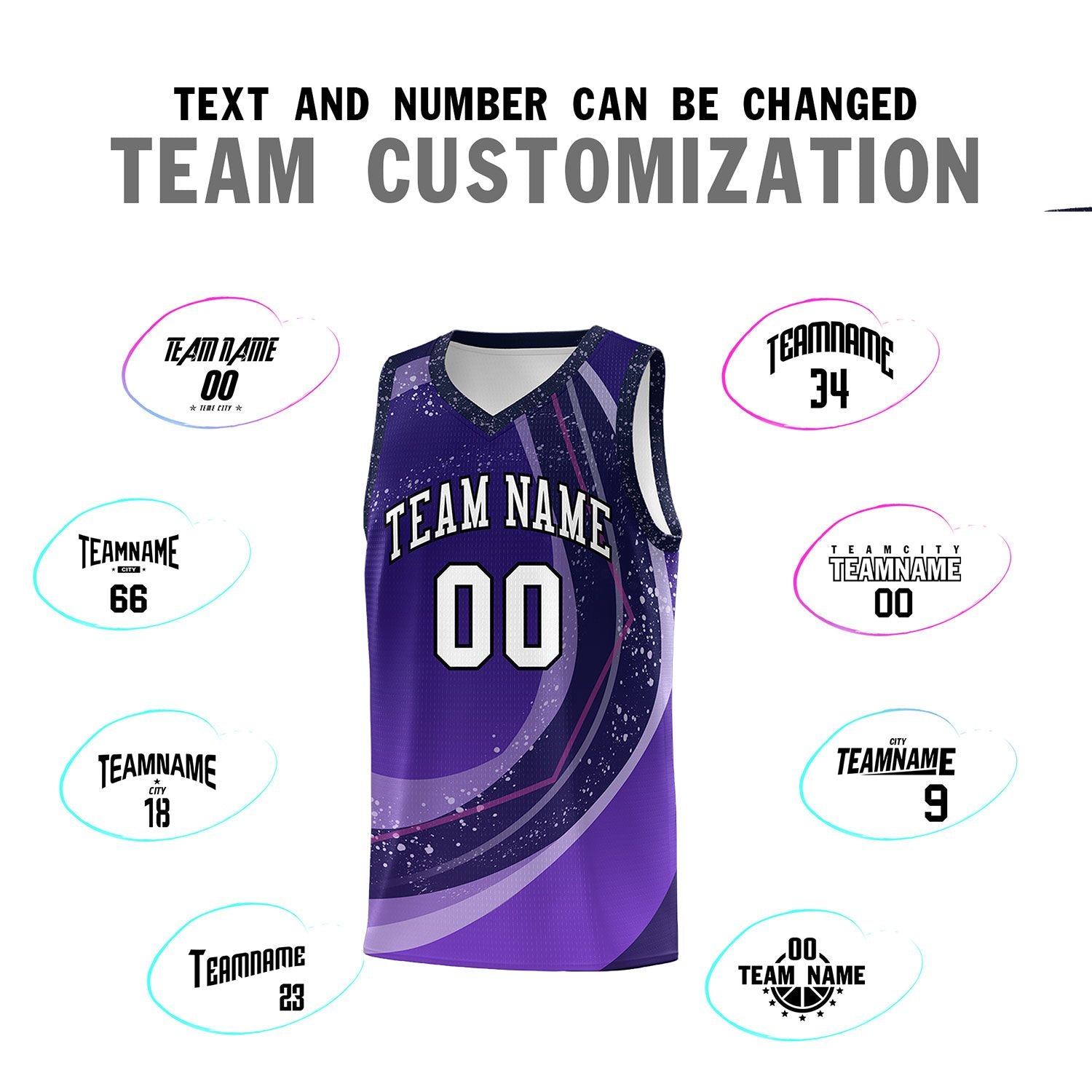 Custom Purple Light Purple Personalized Galaxy Graffiti Pattern Sports Uniform Basketball Jersey