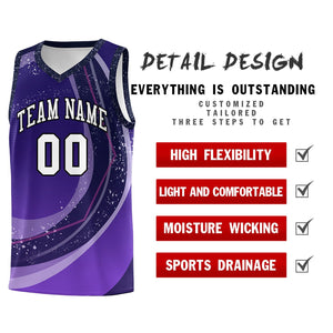 Custom Purple Light Purple Personalized Galaxy Graffiti Pattern Sports Uniform Basketball Jersey