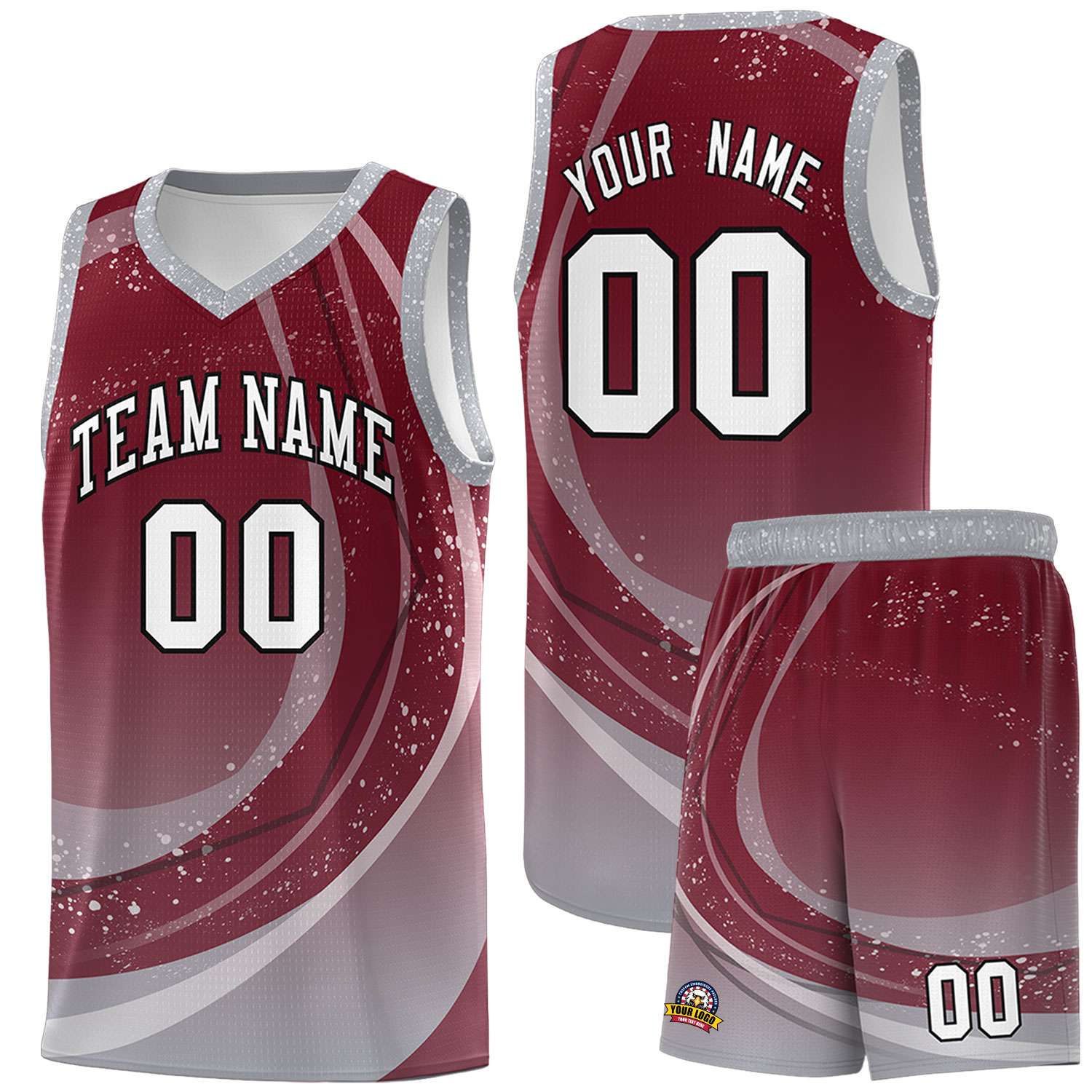 Custom Crimson Gray Personalized Galaxy Graffiti Pattern Sports Uniform Basketball Jersey