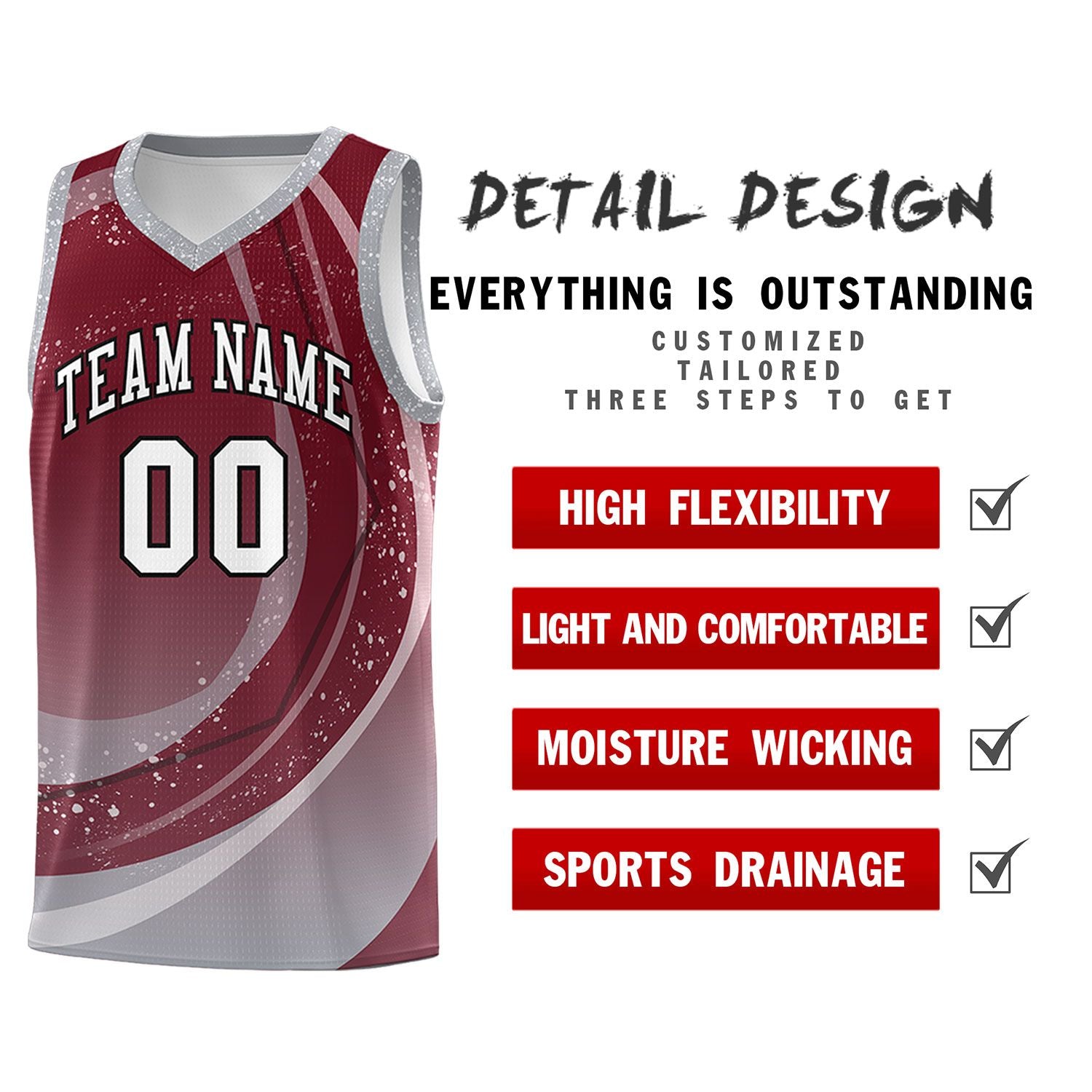 Custom Crimson Gray Personalized Galaxy Graffiti Pattern Sports Uniform Basketball Jersey