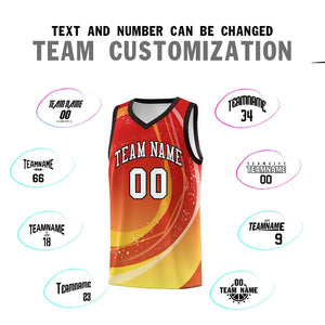 Custom Red Gold Personalized Galaxy Graffiti Pattern Sports Uniform Basketball Jersey