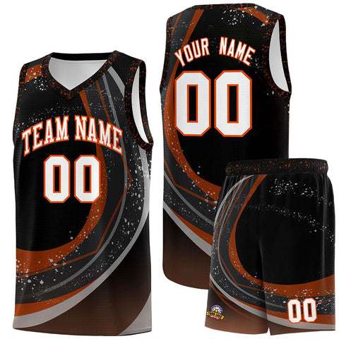 Custom Black Orange Personalized Galaxy Graffiti Pattern Sports Uniform Basketball Jersey