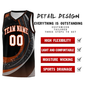 Custom Black Orange Personalized Galaxy Graffiti Pattern Sports Uniform Basketball Jersey