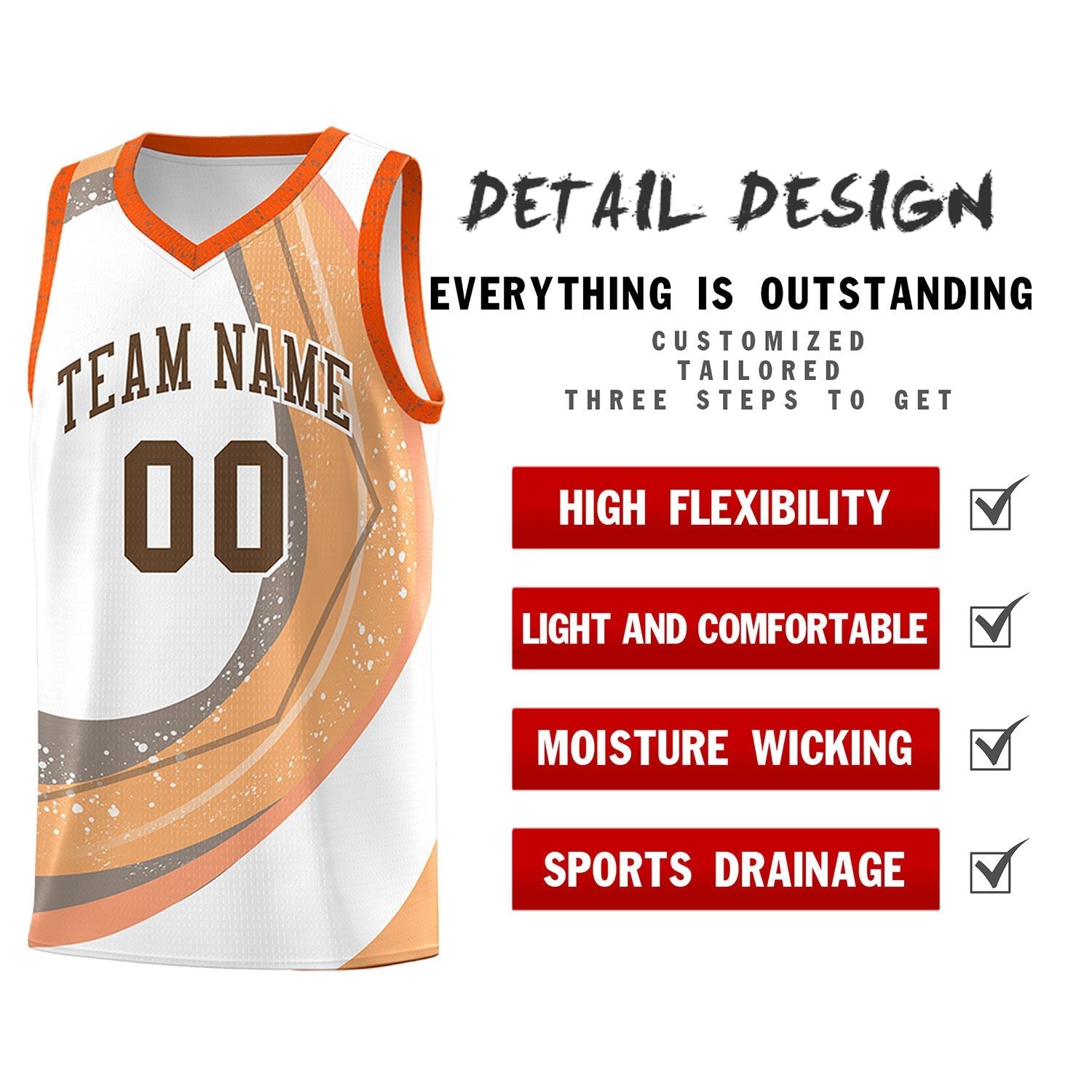 Custom White Light Orange Personalized Galaxy Graffiti Pattern Sports Uniform Basketball Jersey