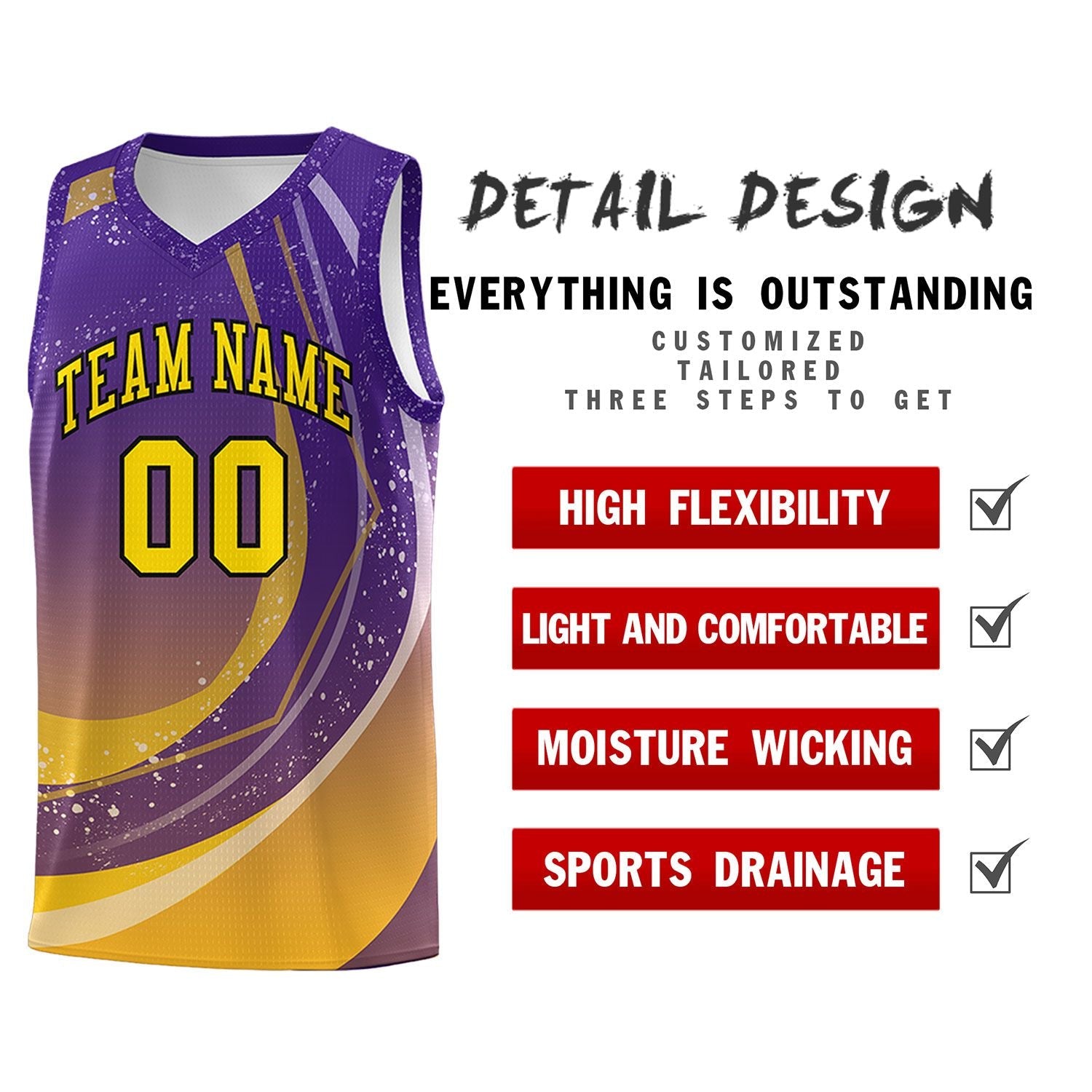 Custom Purple Yellow Personalized Galaxy Graffiti Pattern Sports Uniform Basketball Jersey