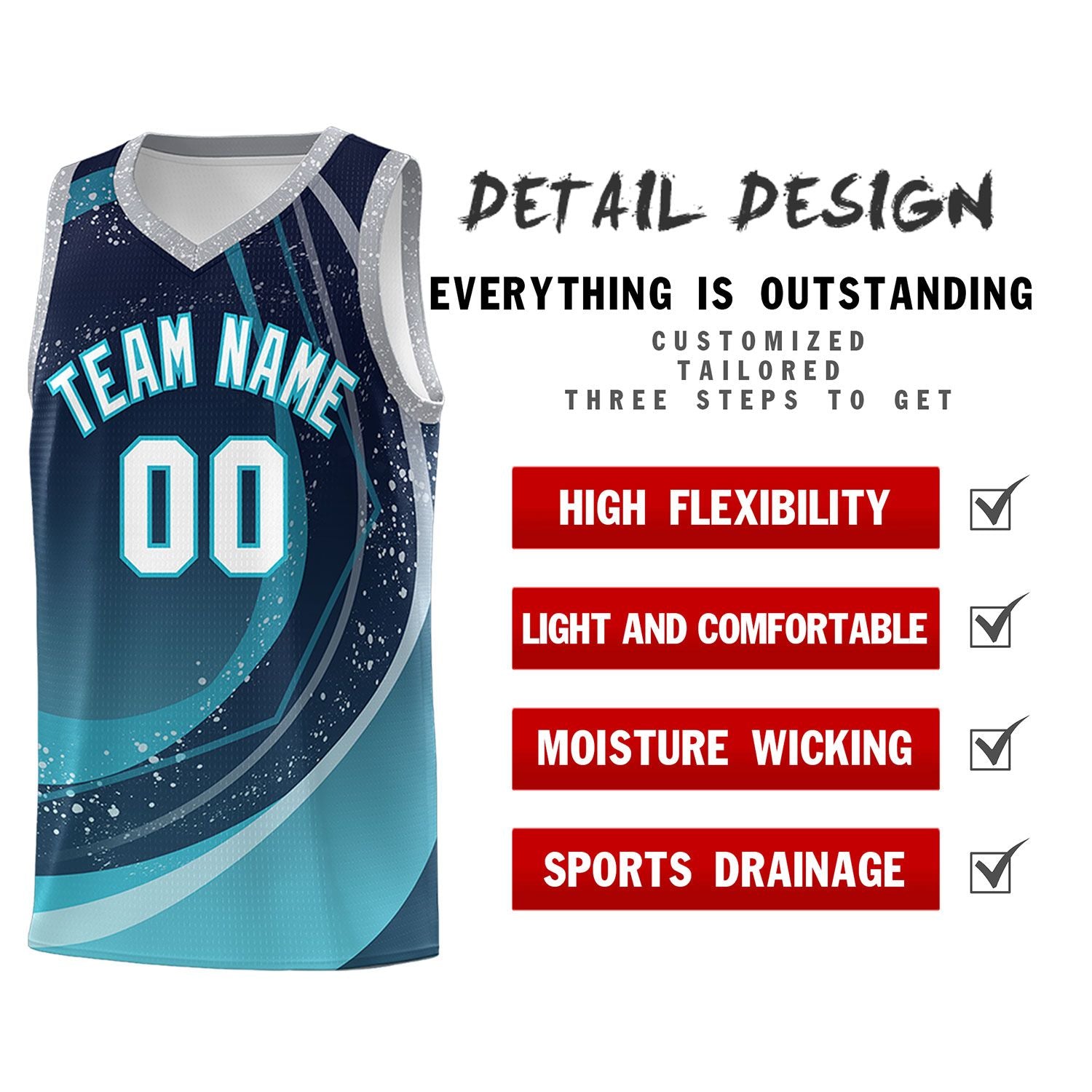 Custom Navy Aqua Personalized Galaxy Graffiti Pattern Sports Uniform Basketball Jersey