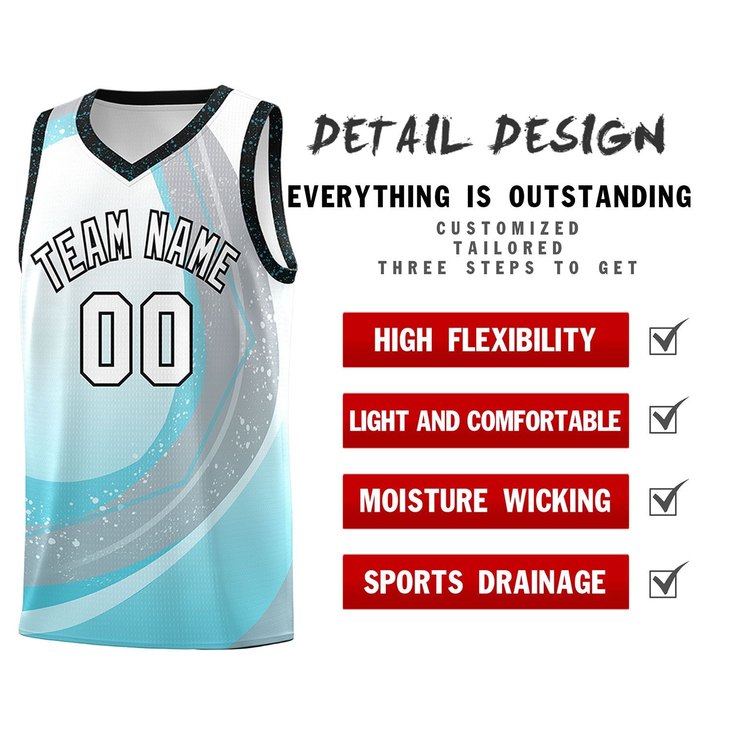 Custom White Sky Blue Personalized Galaxy Graffiti Pattern Sports Uniform Basketball Jersey