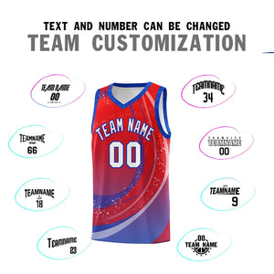 Custom Red Royal Personalized Galaxy Graffiti Pattern Sports Uniform Basketball Jersey