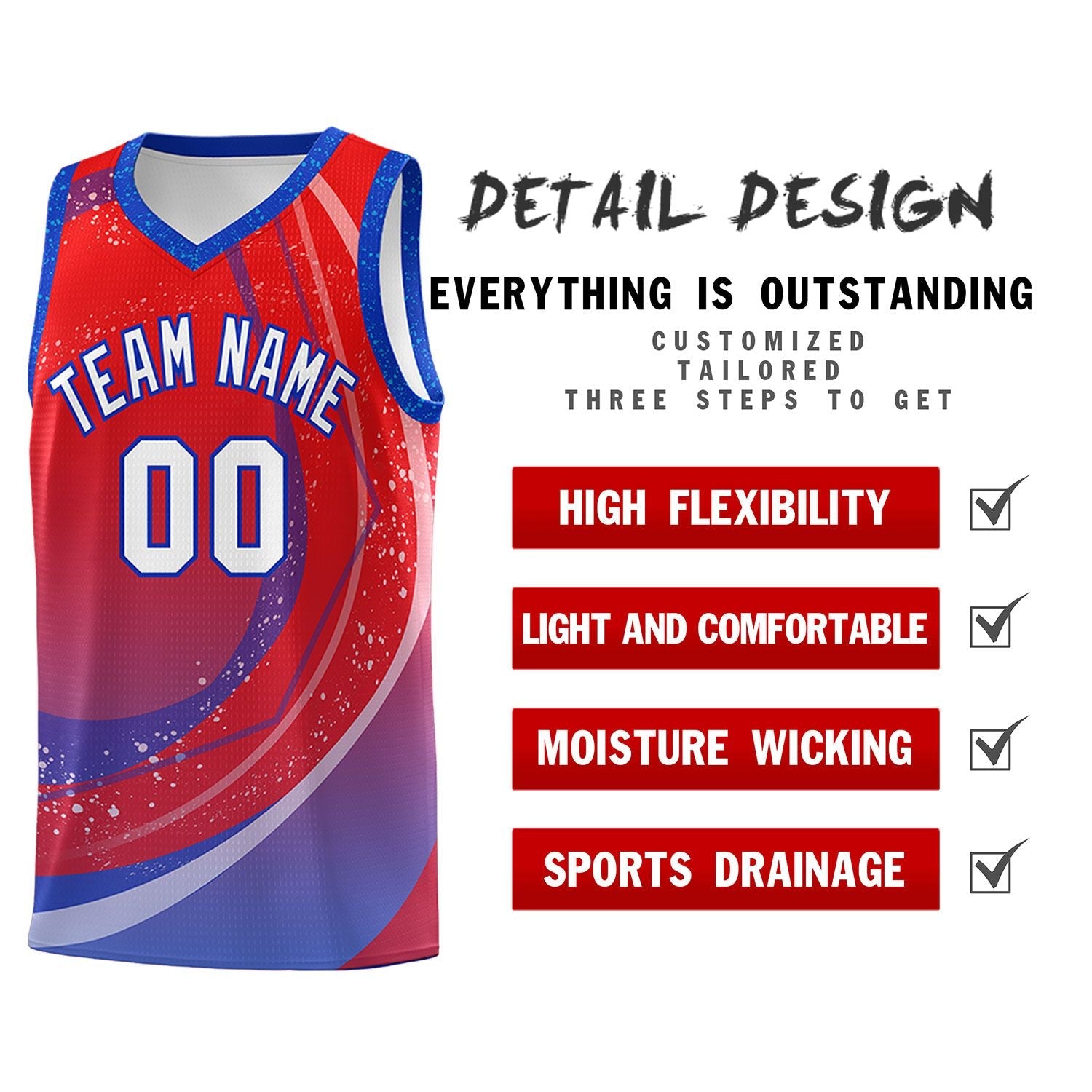 Custom Red Royal Personalized Galaxy Graffiti Pattern Sports Uniform Basketball Jersey