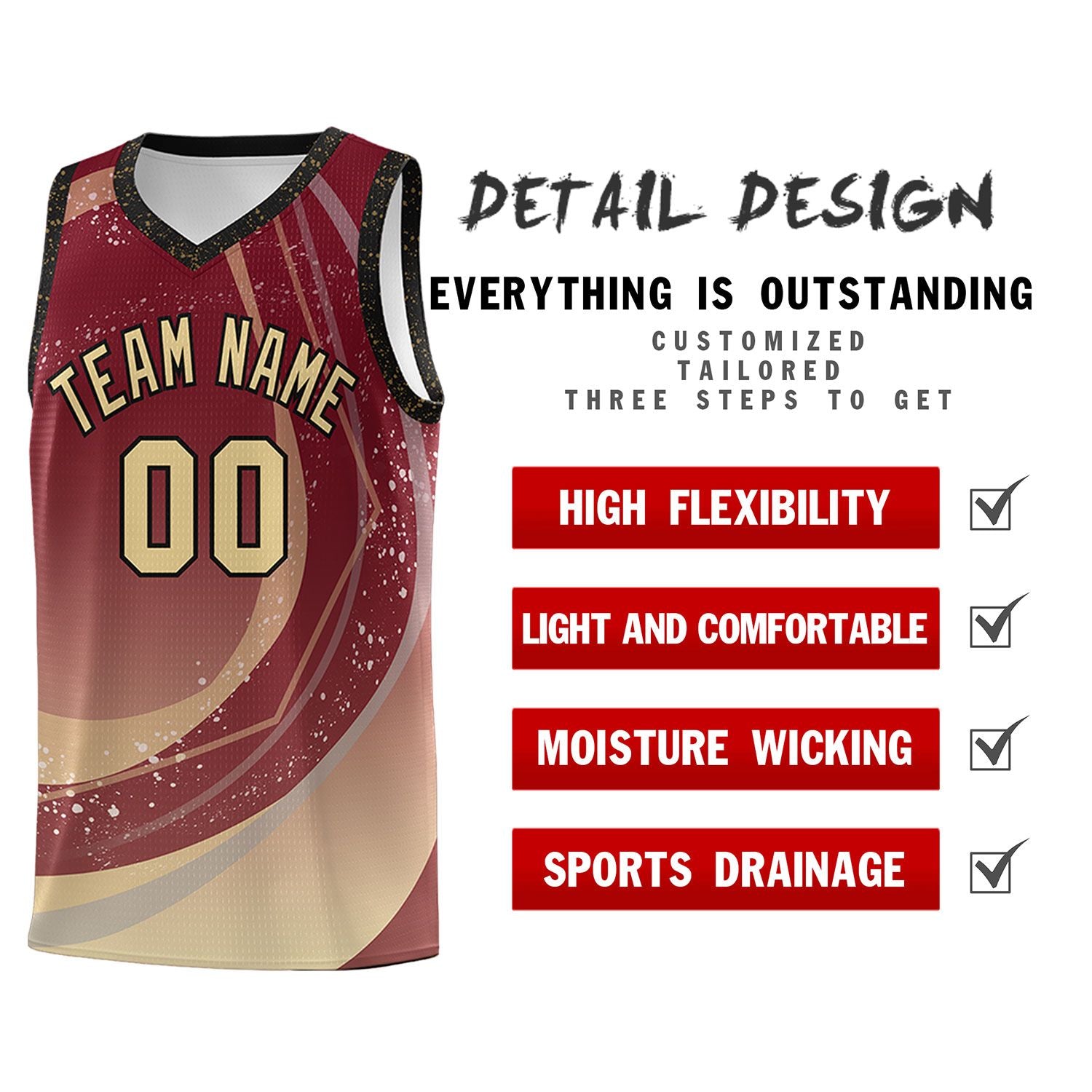 Custom Crimson Khaki Personalized Galaxy Graffiti Pattern Sports Uniform Basketball Jersey