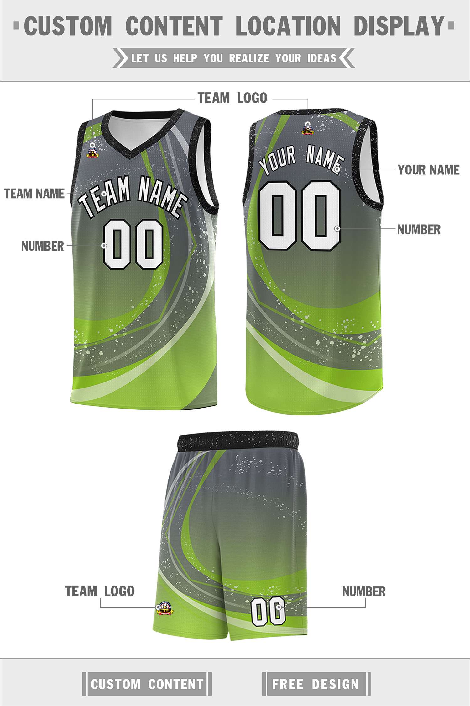 Custom Dark Gray Neon Green Personalized Galaxy Graffiti Pattern Sports Uniform Basketball Jersey