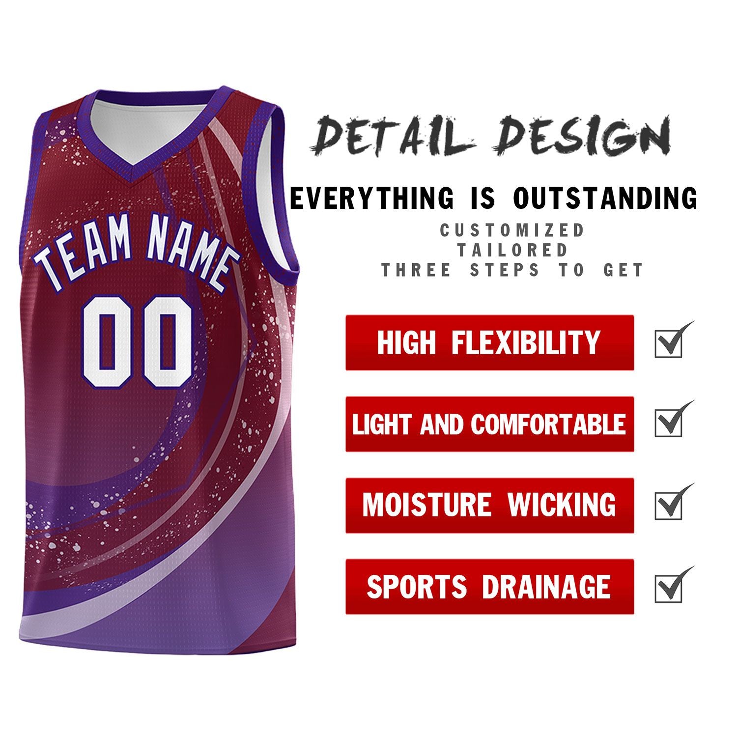 Custom Crimson Purple Personalized Galaxy Graffiti Pattern Sports Uniform Basketball Jersey