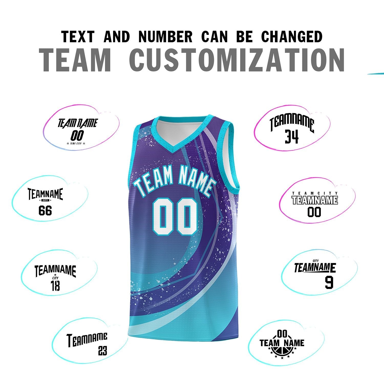 Custom Purple Sky Blue Personalized Galaxy Graffiti Pattern Sports Uniform Basketball Jersey