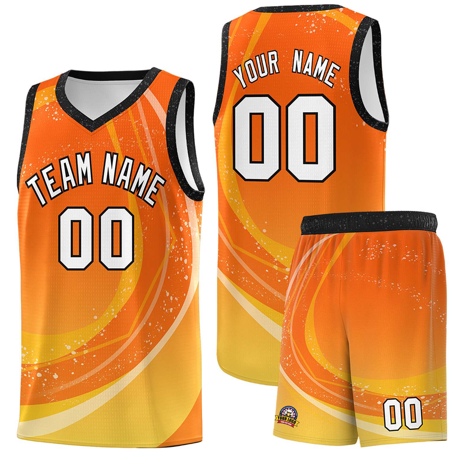 Custom Orange Gold Personalized Galaxy Graffiti Pattern Sports Uniform Basketball Jersey