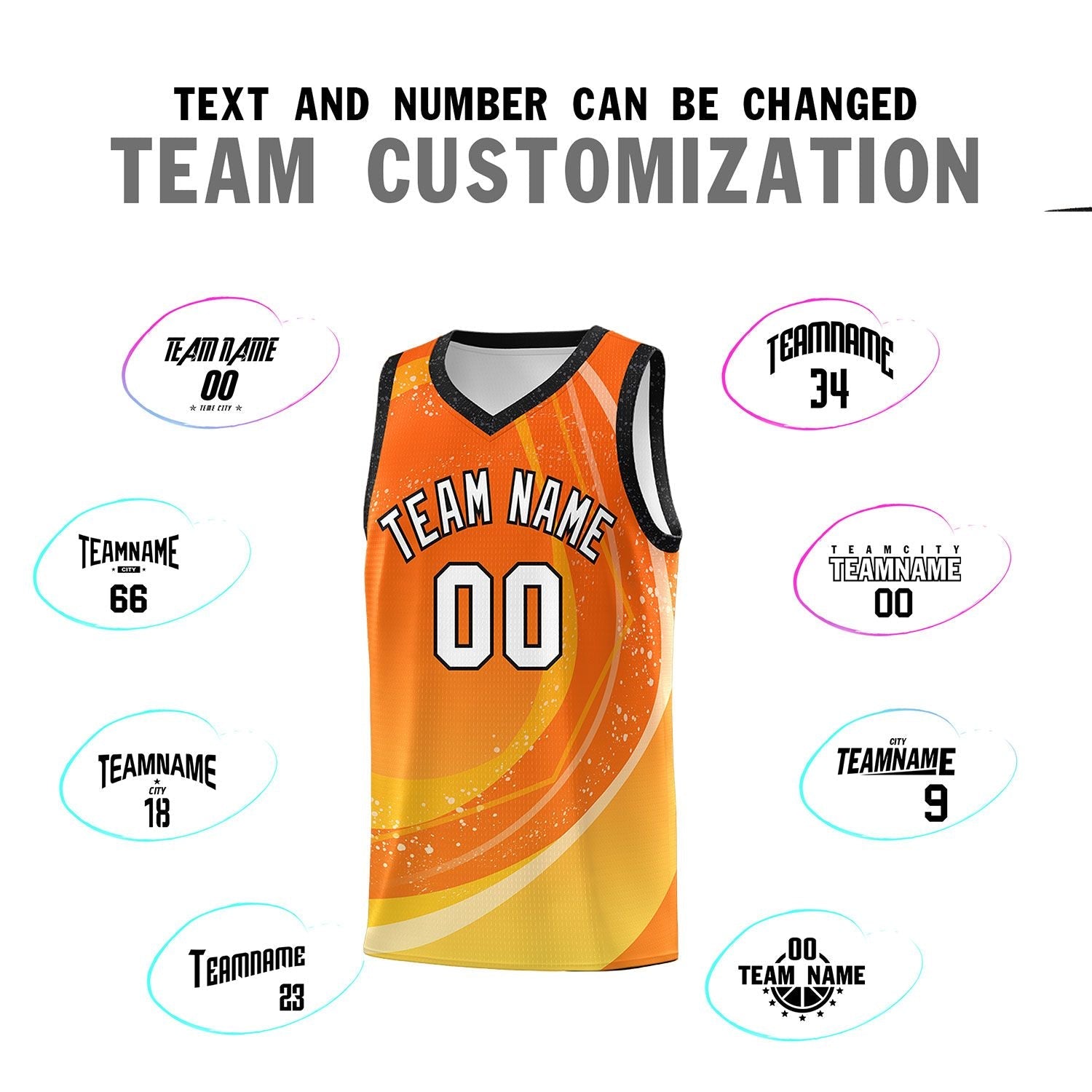 Custom Orange Gold Personalized Galaxy Graffiti Pattern Sports Uniform Basketball Jersey