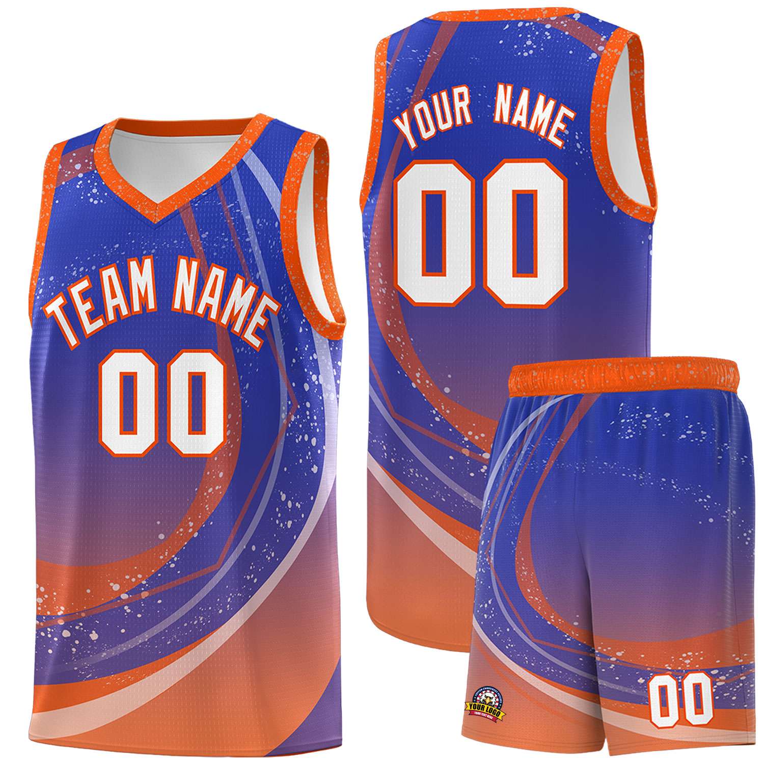 Custom Royal Orange Personalized Galaxy Graffiti Pattern Sports Uniform Basketball Jersey