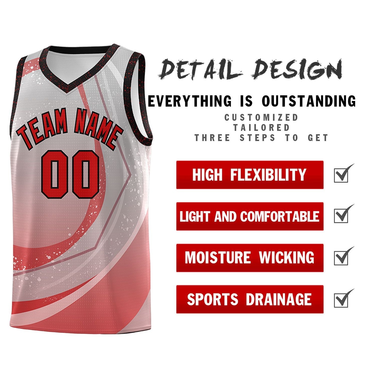 Custom Gray Red Personalized Galaxy Graffiti Pattern Sports Uniform Basketball Jersey