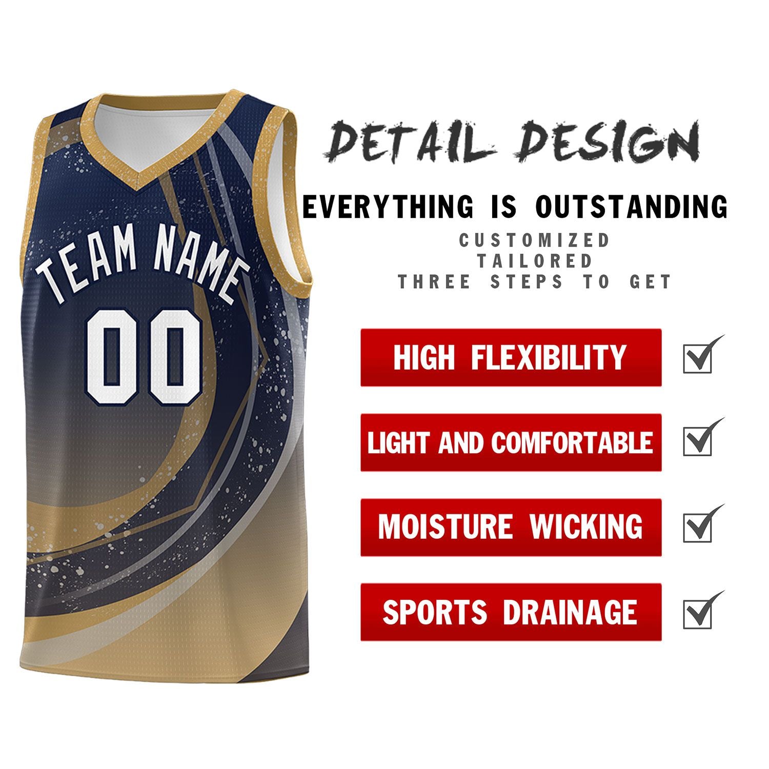 Custom Navy Old Gold Personalized Galaxy Graffiti Pattern Sports Uniform Basketball Jersey