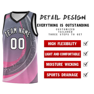 Custom Dark Gray Pink Personalized Galaxy Graffiti Pattern Sports Uniform Basketball Jersey