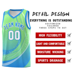 Custom Light Green Powder Blue Personalized Galaxy Graffiti Pattern Sports Uniform Basketball Jersey