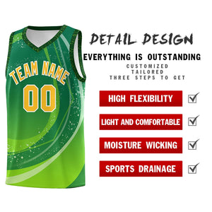 Custom Kelly Green Neon Green Personalized Galaxy Graffiti Pattern Sports Uniform Basketball Jersey