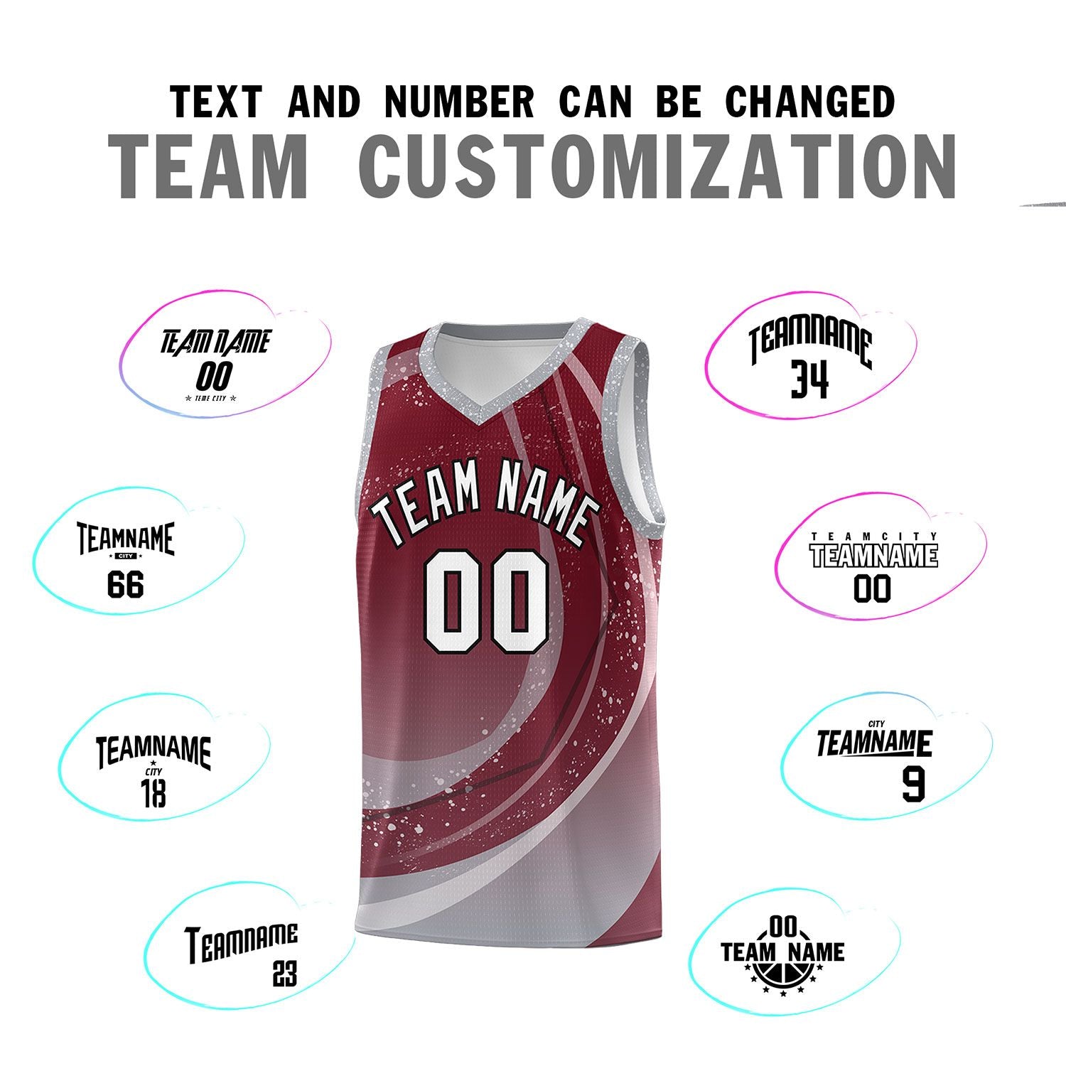 Custom Crimson Gray Personalized Galaxy Graffiti Pattern Sports Uniform Basketball Jersey