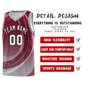 Custom Crimson Gray Personalized Galaxy Graffiti Pattern Sports Uniform Basketball Jersey