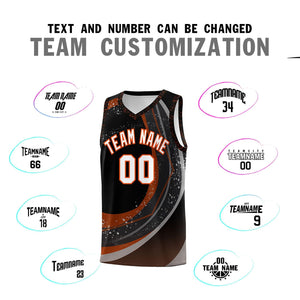 Custom Black Orange Personalized Galaxy Graffiti Pattern Sports Uniform Basketball Jersey