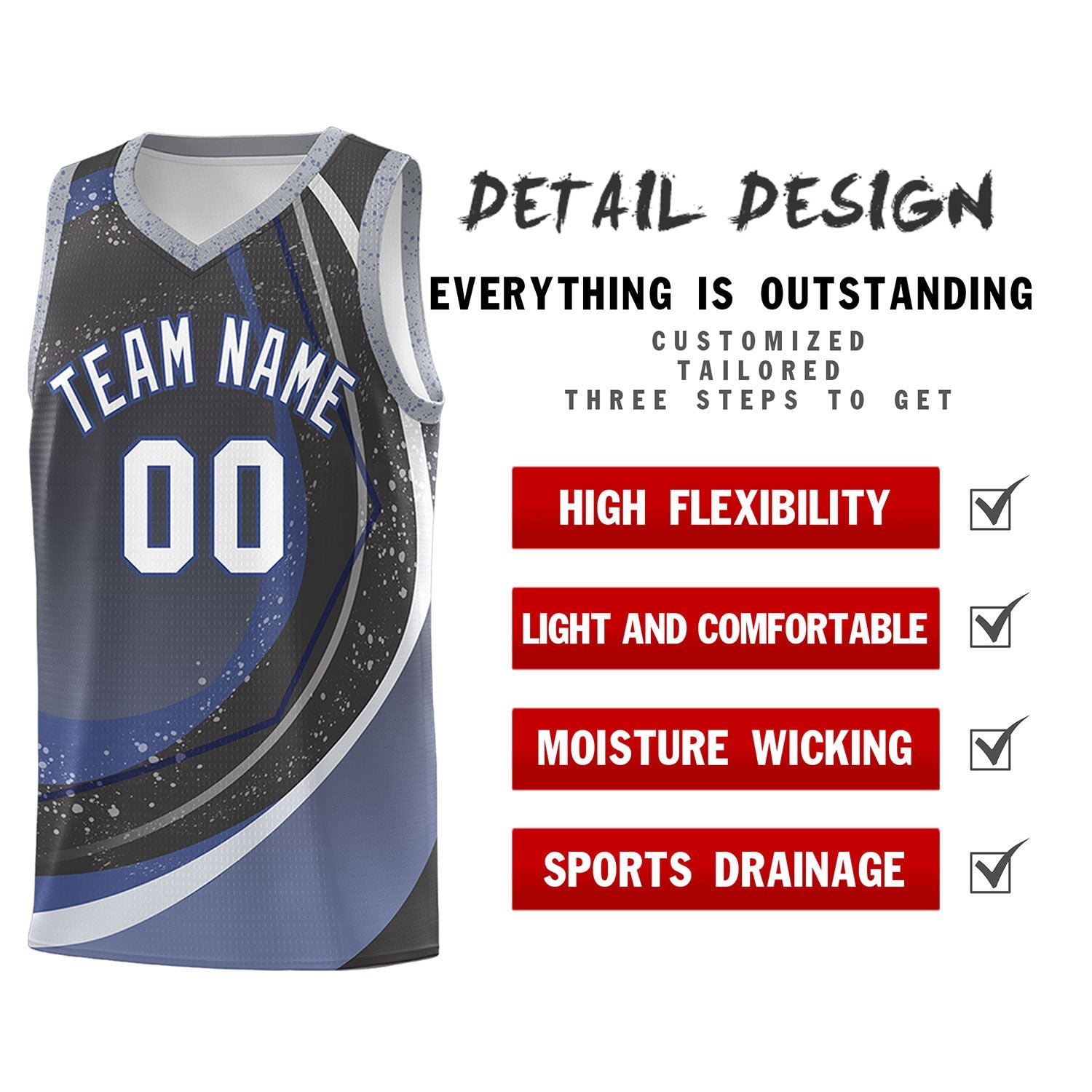 Custom Dark Gray Blue Personalized Galaxy Graffiti Pattern Sports Uniform Basketball Jersey