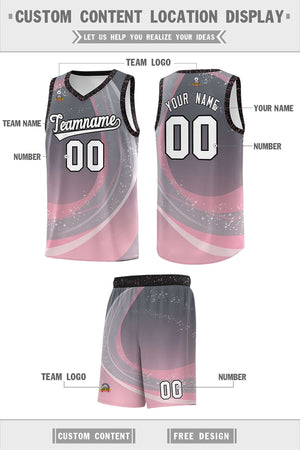 Custom Dark Gray Light Pink Personalized Galaxy Graffiti Pattern Sports Uniform Basketball Jersey